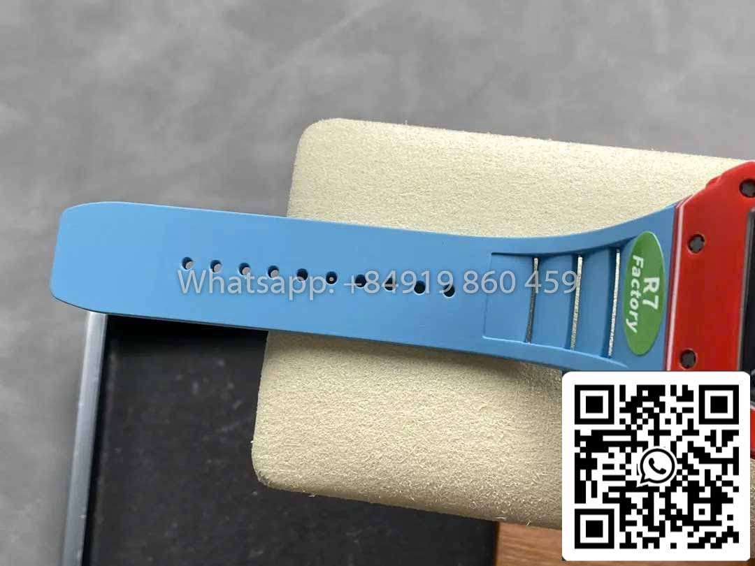 Richard Mille RM035-02 1:1 Best Clone R7 Fabbrica Red Carbon Case Blue cinturino