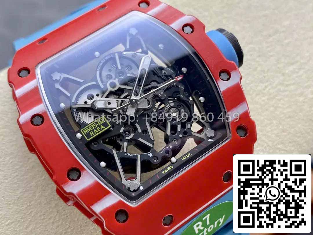 Richard Mille RM035-02 1:1 Best Clone R7 Fabbrica Red Carbon Case Blue cinturino