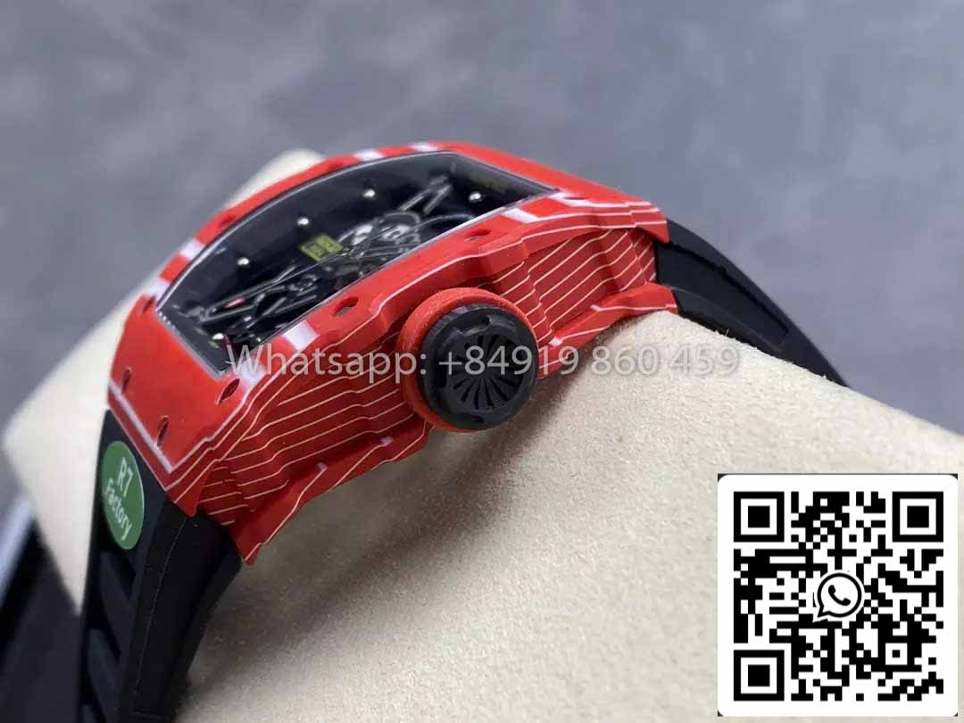 Richard Mille RM035-02 1:1 Best Clone R7 Fabbrica Red Carbon Case Black cinturino