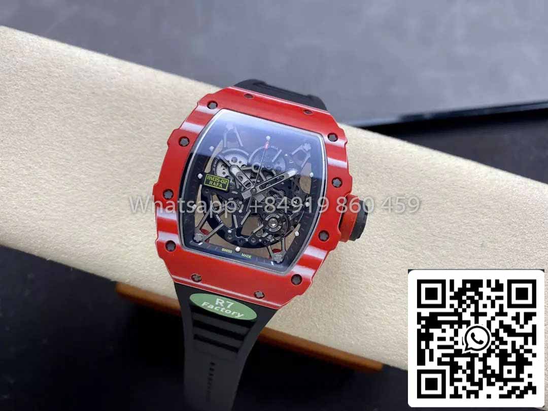 Richard Mille RM035-02 1:1 Best Clone R7 Fabbrica Red Carbon Case Black cinturino