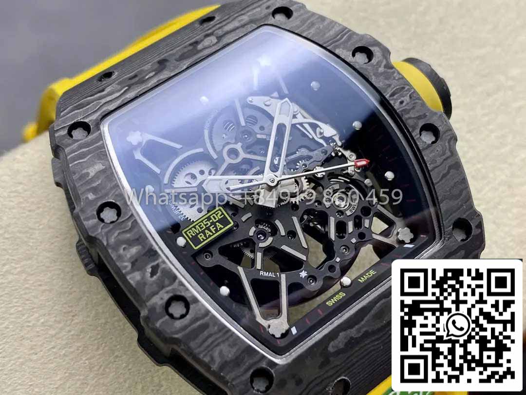 Richard Mille RM035-02 1:1 Best Clone R7 Fabbrica NTPT Carbon Case Yellow cinturino