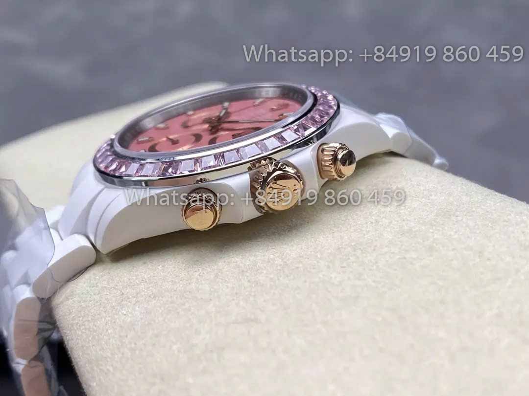 AET REMOULD cerámica Rolex Daytona "ACherry Blossom Pink" lunetta Stone 1:1 Best Clone Edizione