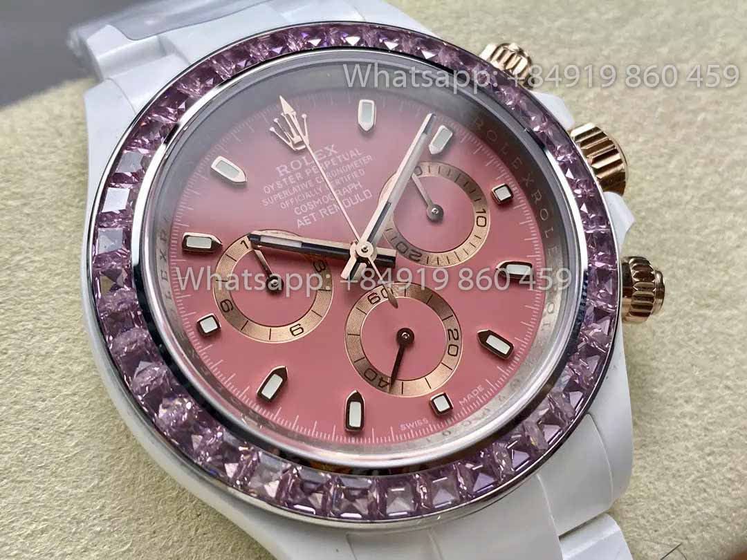 AET REMOULD cerámica Rolex Daytona "ACherry Blossom Pink" lunetta Stone 1:1 Best Clone Edizione