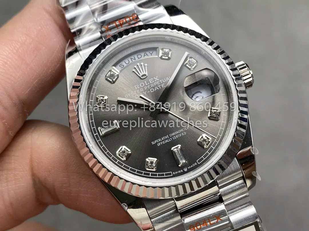 Rolex Day Date 128236 QF Fabbrica 1:1 Best Clone Grey Diamond dial 36mm