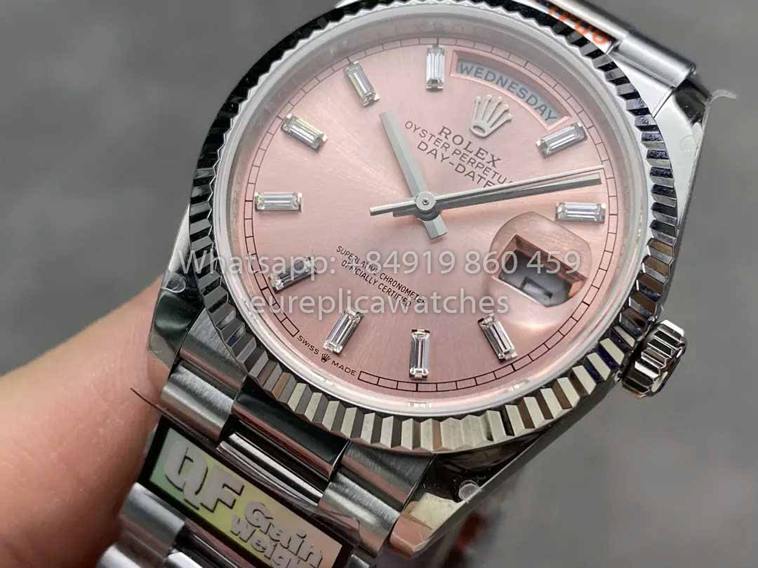 Rolex Day Date 128236 QF Fabbrica 1:1 Best Clone Pink Diamond Dial
