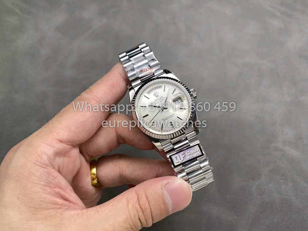 Rolex Day Date 128239-0005 QF Fabbrica 1:1 Best Clone Silver Index Dial