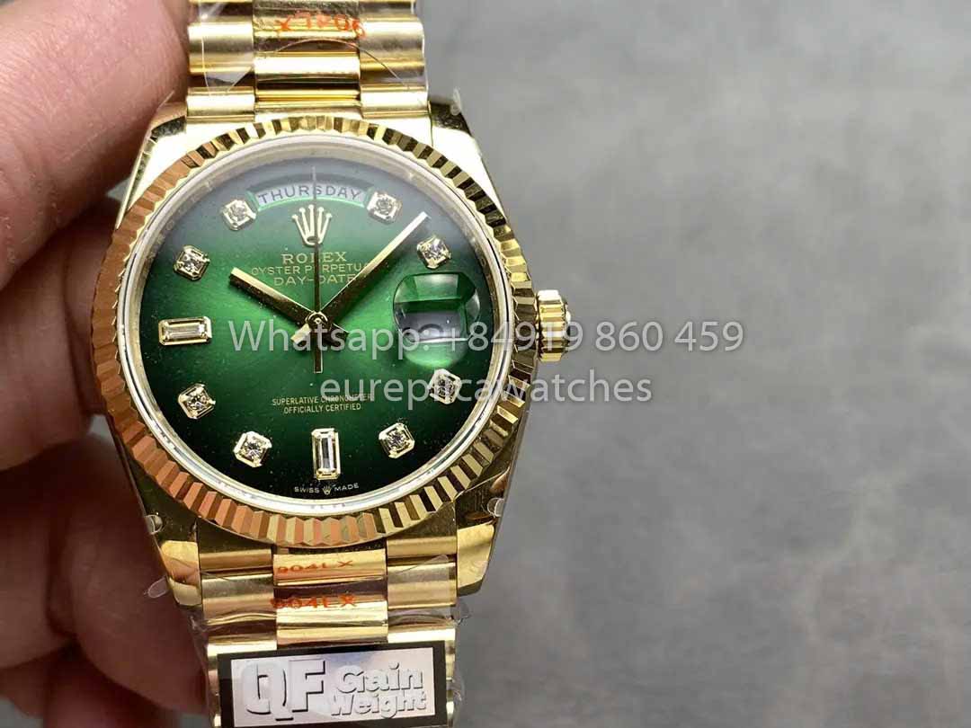 Rolex Day Date 128238-0069 QF Fabbrica 1:1 Best Clone Green Diamond Dial
