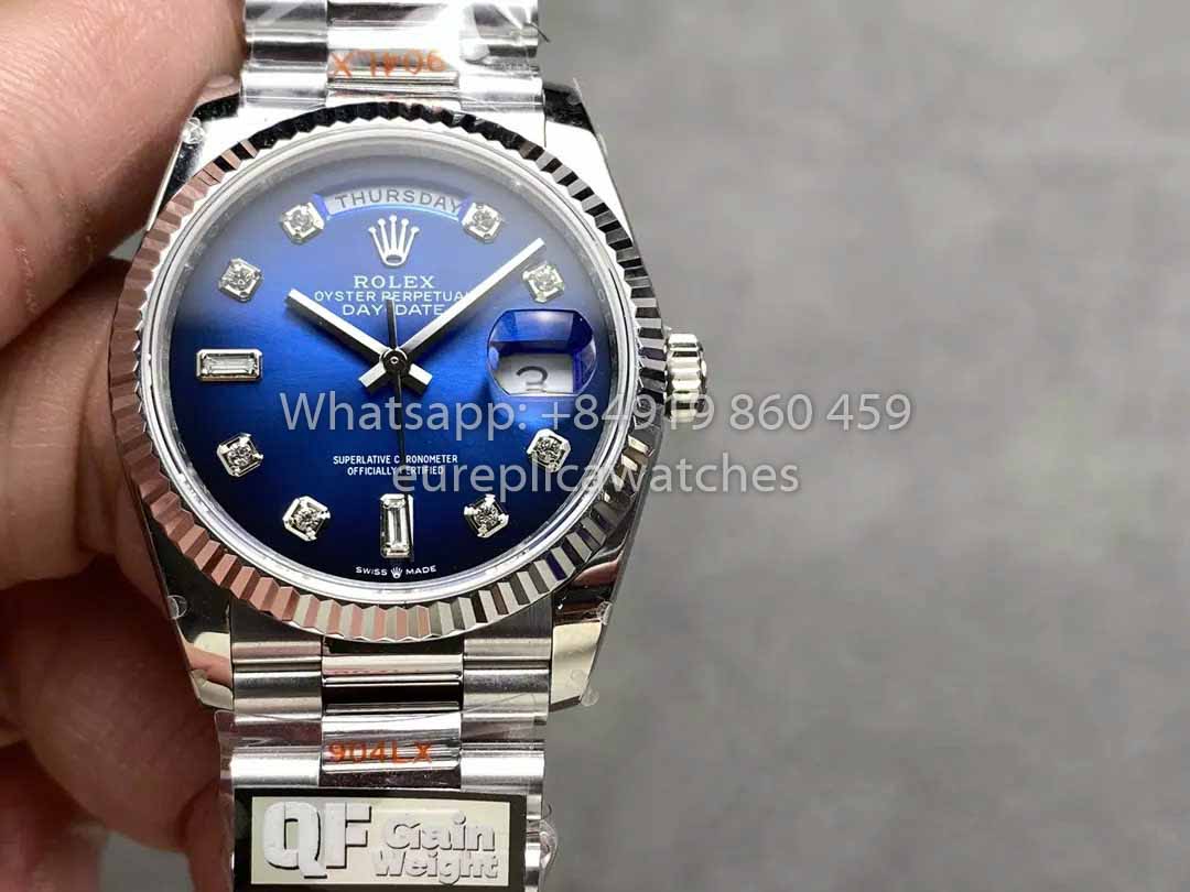 Rolex Day Date M128239-0023 128239-0023 QF Fabbrica 1:1 Mejor clon Esfera de diamantes azules