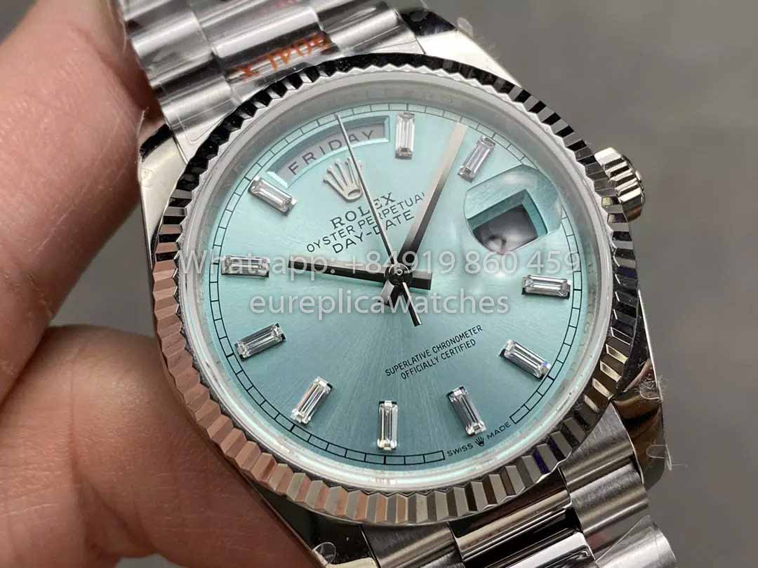 Rolex Day Date M128236 QF Fabbrica 1:1 Best Clone Ice Blue Dial 36mm
