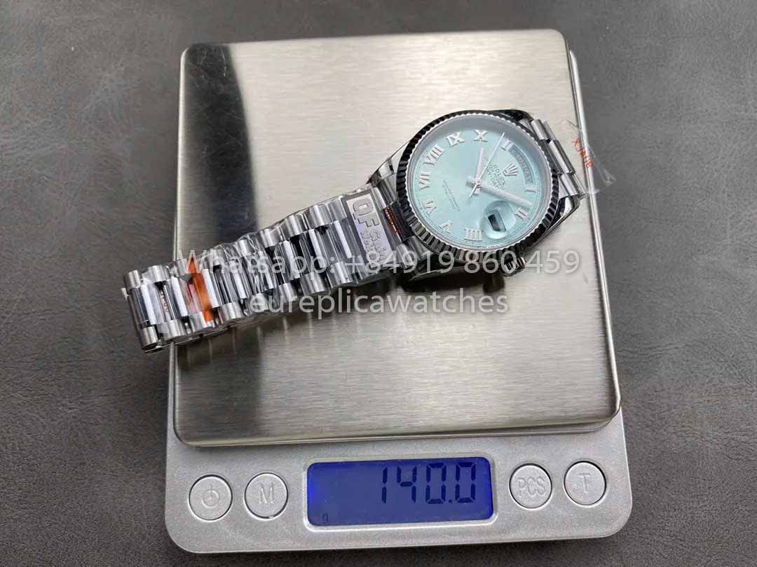 Rolex Day Date M128236 QF Fabbrica 1:1 Best Clone Ice Blue Numeral Dial