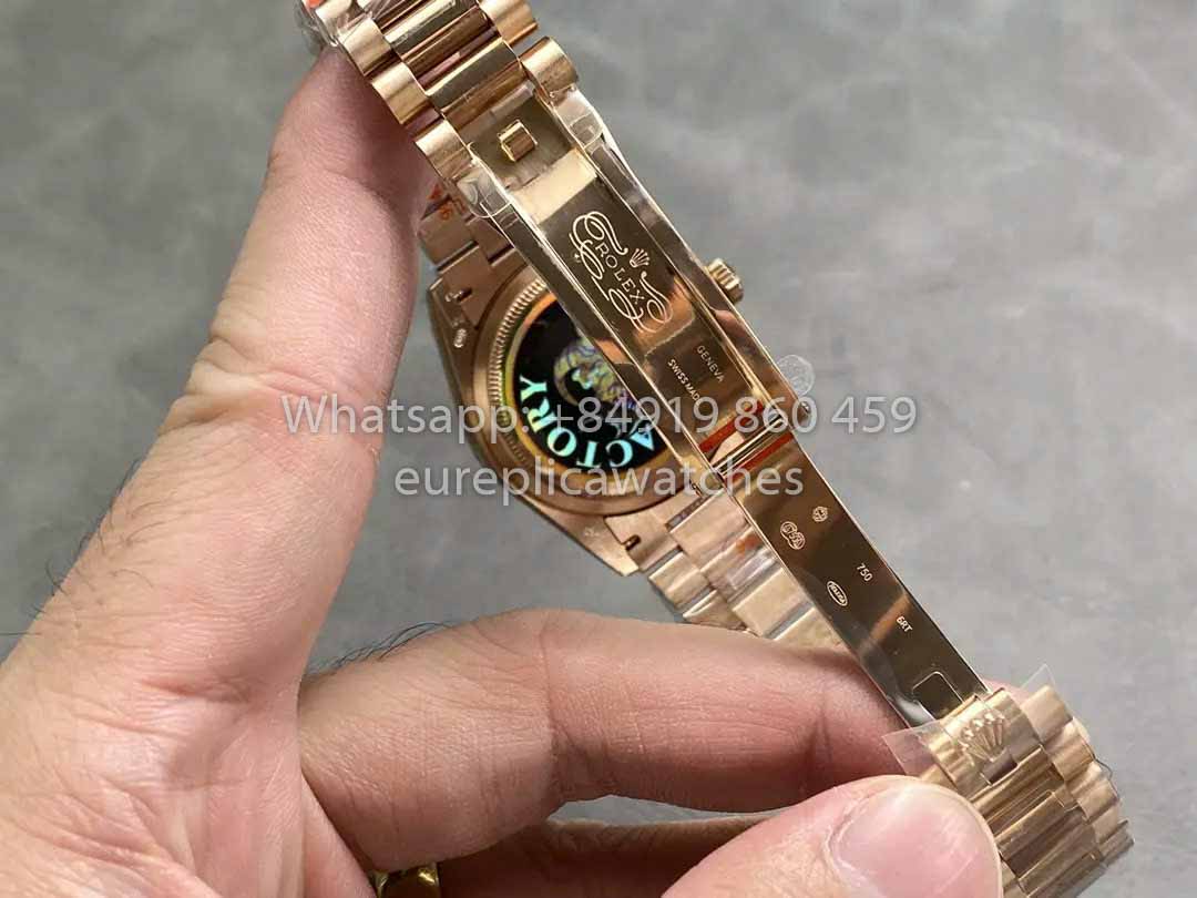 Rolex Day Date M128235-0075 Numeral Dial QF Fabbrica 1:1 Best Clone Chocolate Dial Rose Gold