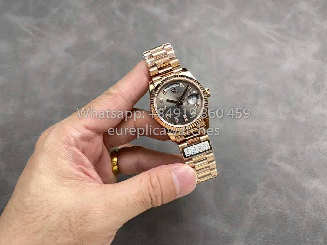 Rolex Day Date M128235 purple mother of pearl QF Fabbrica 1:1 Best Clone Rose Gold 36