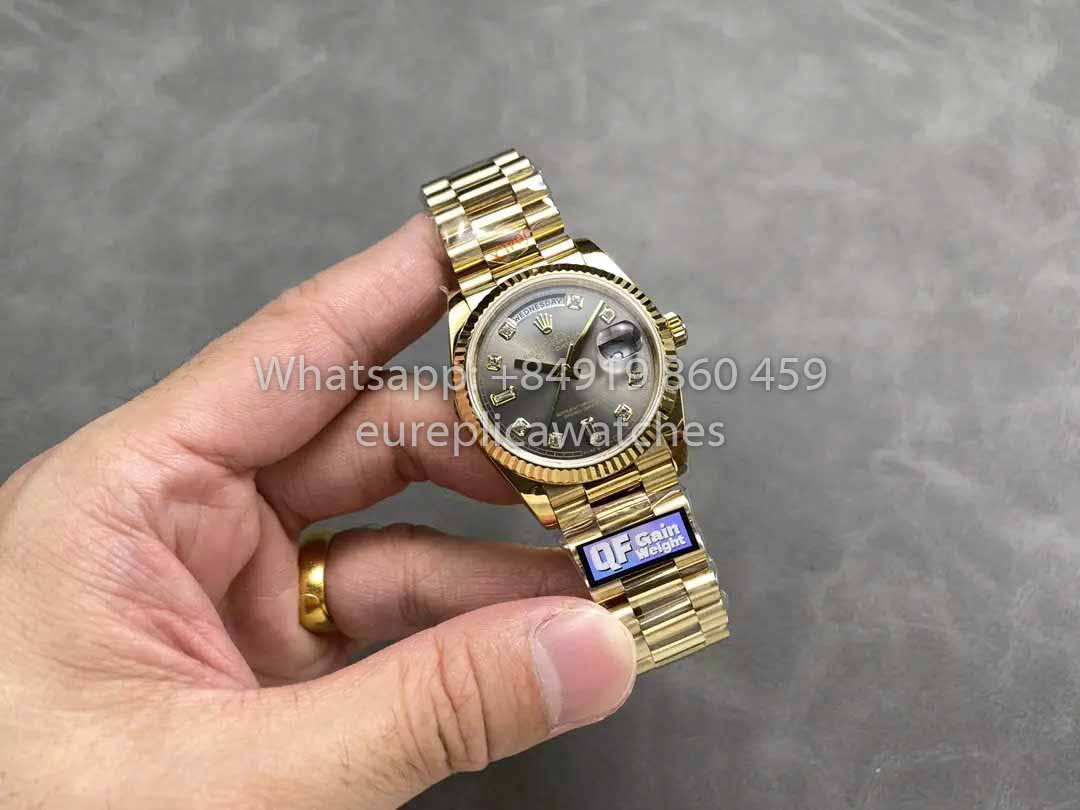 Rolex Day Date M128235 purple mother of pearl QF Fabbrica 1:1 Best Clone Yellow Gold 36