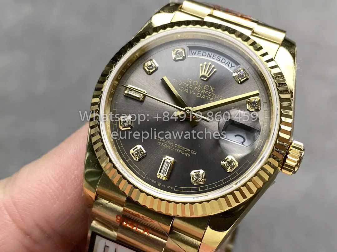 Rolex Day Date M128235 purple mother of pearl QF Fabbrica 1:1 Best Clone Yellow Gold 36