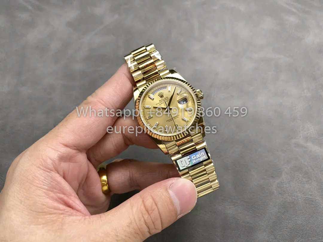 Rolex Day Date M128238 Ouro Amarelo Mostrador Diamante QF Fabbrica 1:1 Best Clone 36mm