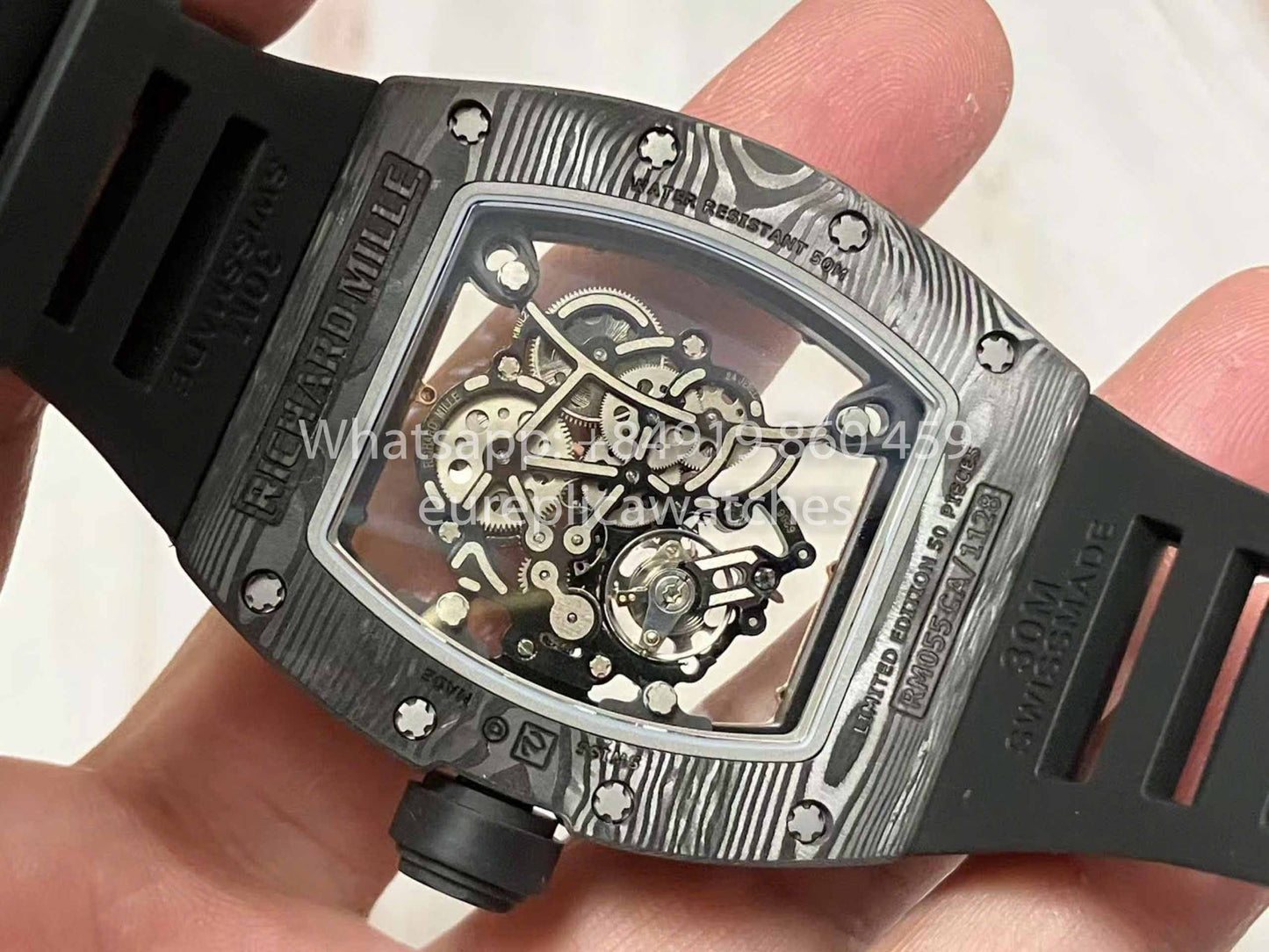 RICHARD MILLE RM055 Carbon Fiber Case 1:1 Best Edition RM Fabbrica newest 2024 Rose Gold Dial