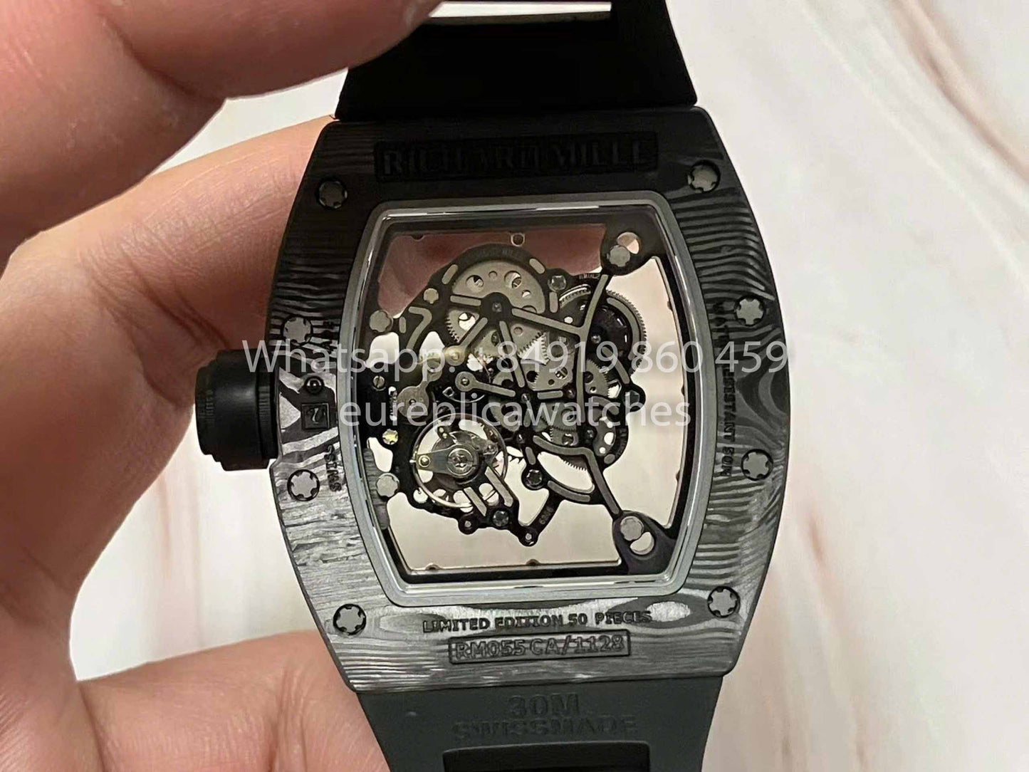 RICHARD MILLE RM055 Carbon Fiber Case 1:1 Best Edition RM Fabbrica newest 2024 Rose Gold Dial