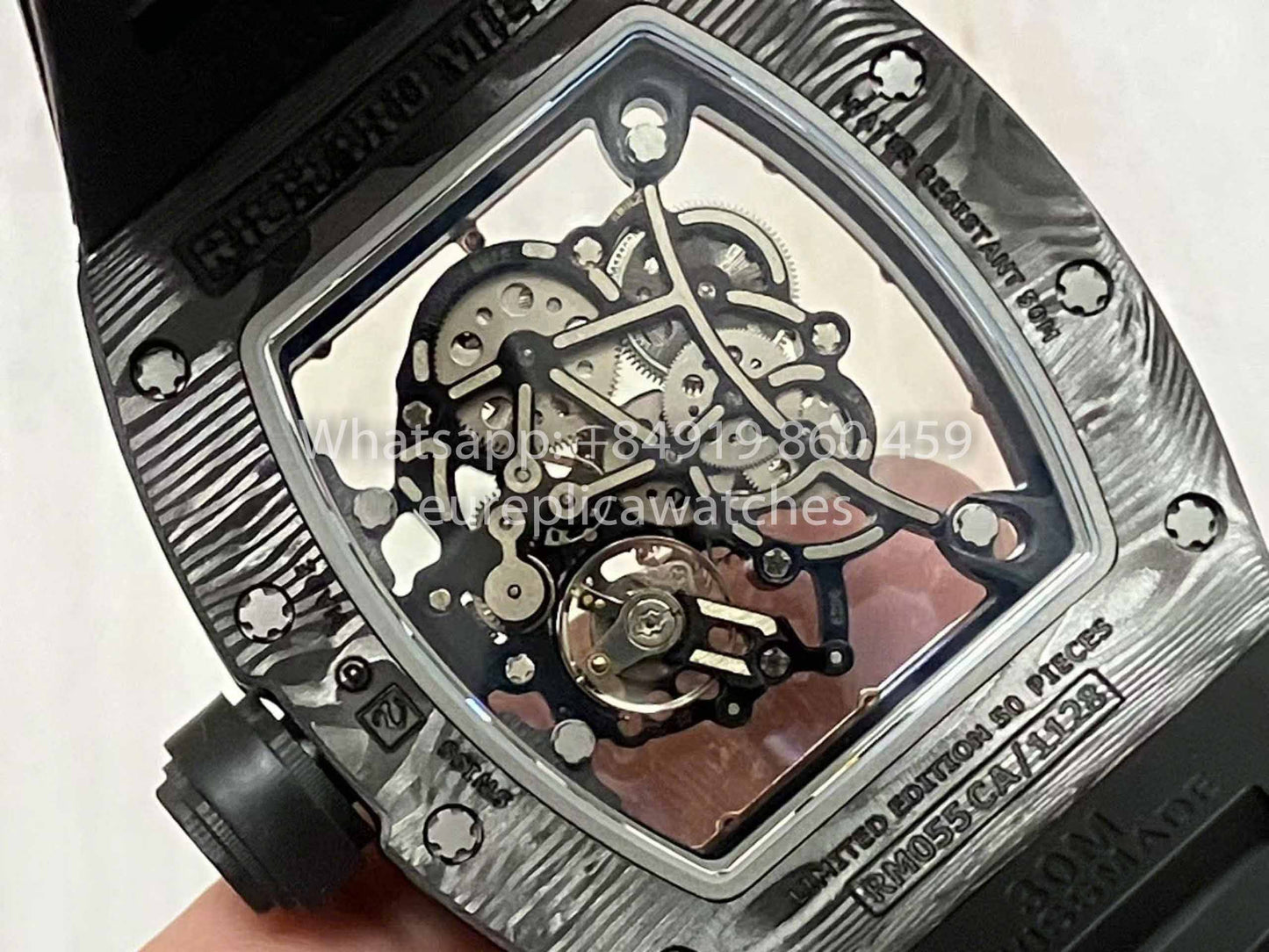 RICHARD MILLE RM055 Carbon Fiber Case 1:1 Best Edition RM Fabbrica newest 2024 Rose Gold Dial