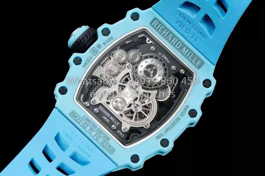 Richard Mille RM21-01 Blue Tiffany Tourbillon Watch 1:1 best Clone RM Fabbrica