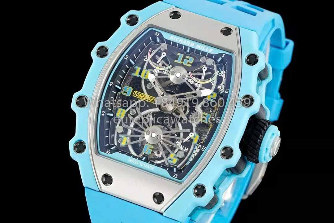 Richard Mille RM21-01 Blue Tiffany Tourbillon Watch 1:1 best Clone RM Fabbrica