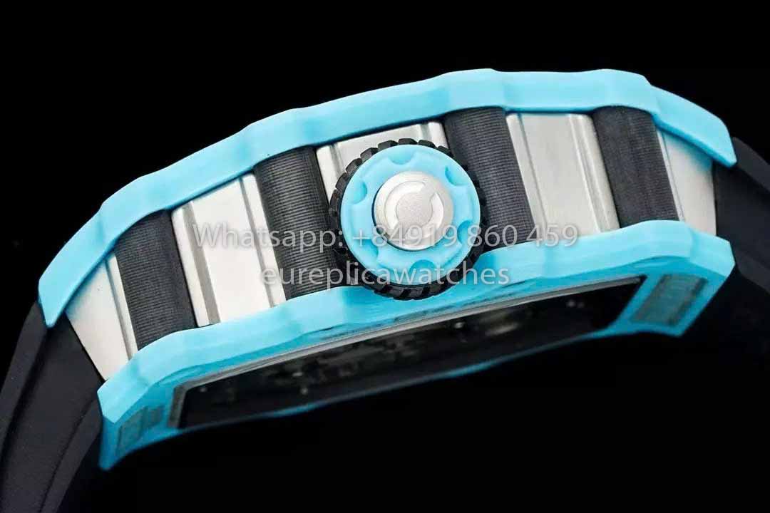 Richard Mille RM21-01 Blue Tiffany Tourbillon Watch 1:1 best Clone RM Fabbrica Black cinturino