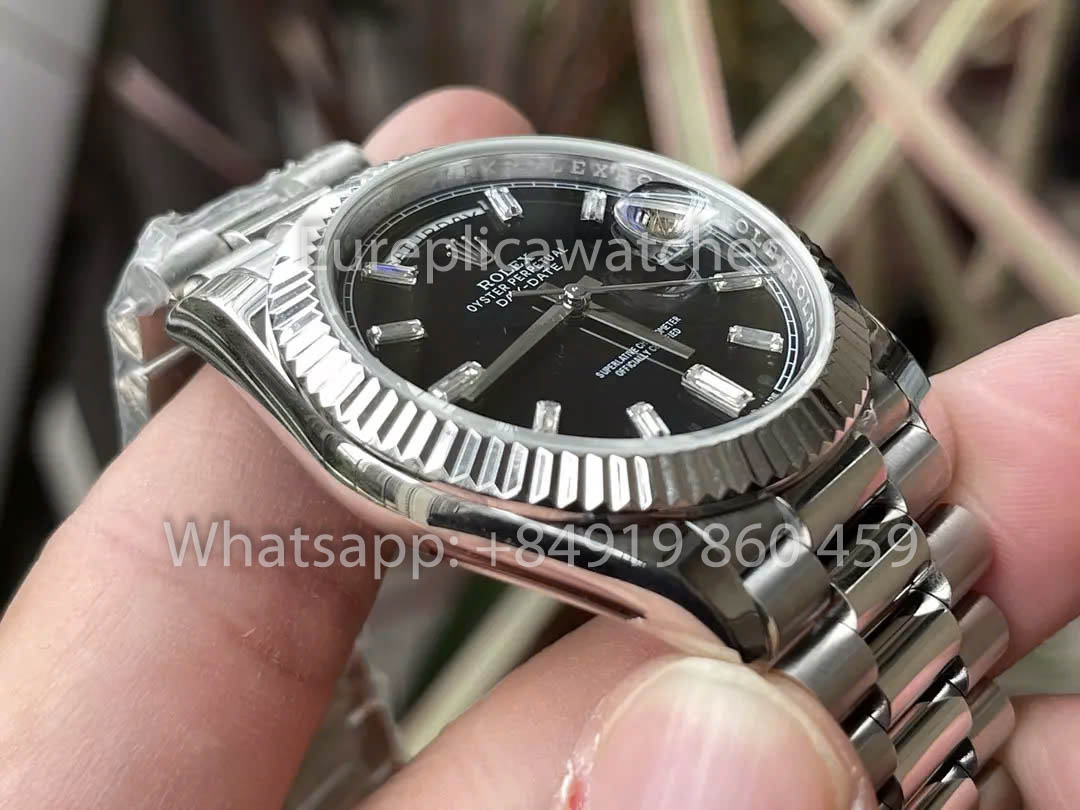 Rolex White Gold Day Date 40 228239-0004 Fluted Bezel 1:1 Best Clone KF Fabbrica 215 Gram