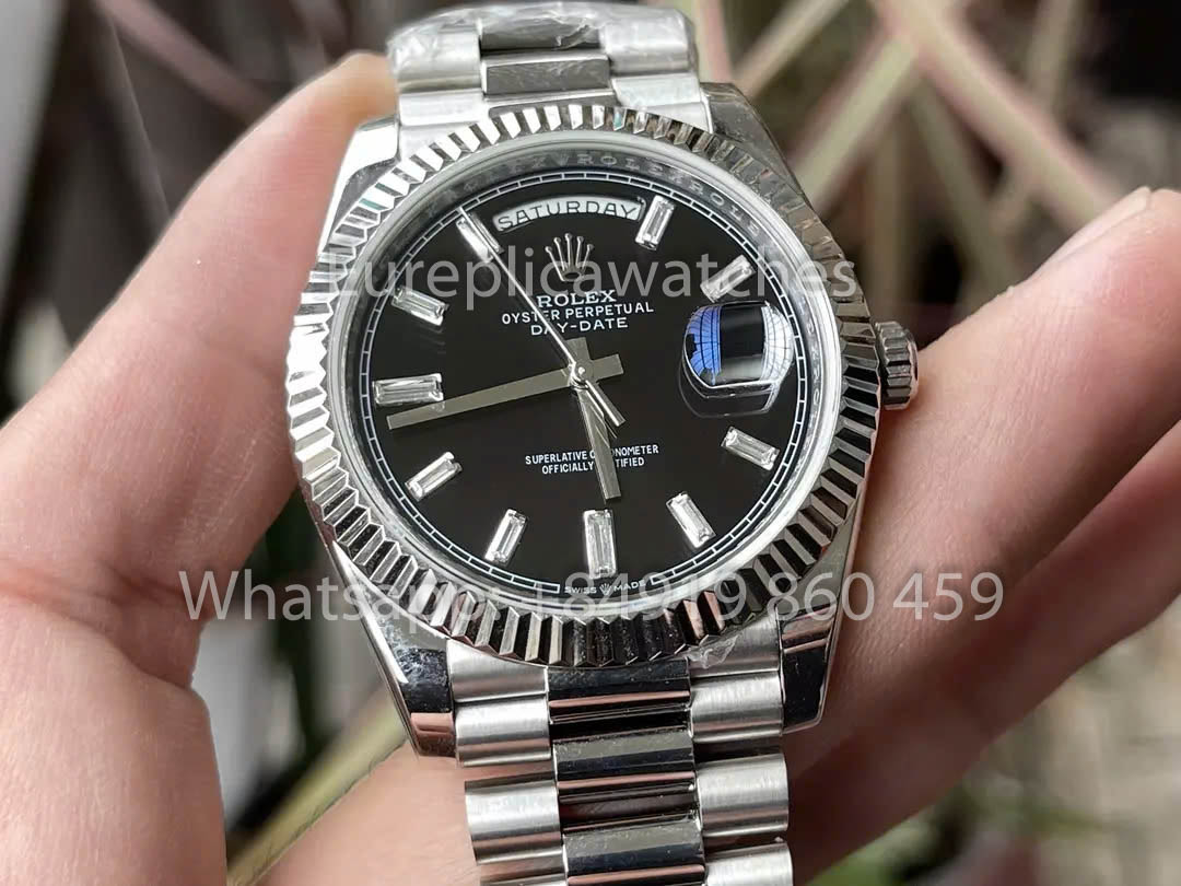 Rolex White Gold Day Date 40 228239-0004 Fluted Bezel 1:1 Best Clone KF Fabbrica 215 Gram