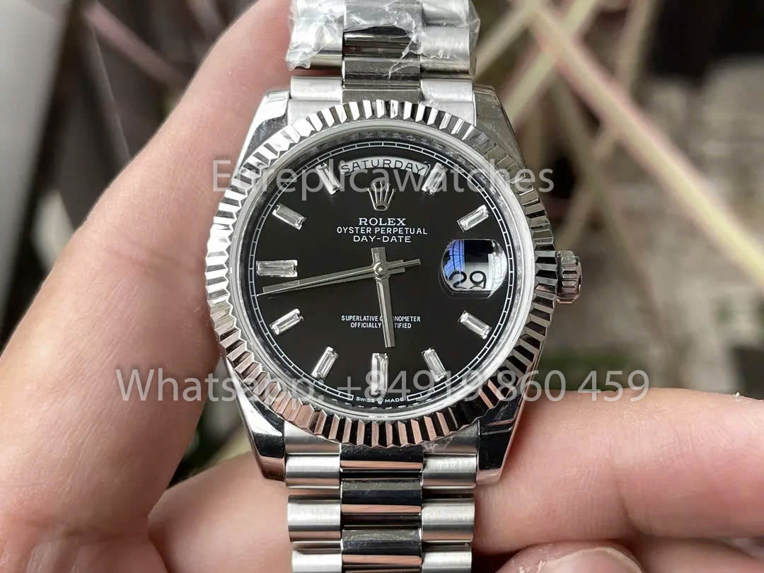 Rolex White Gold Day Date 40 228239-0004 Fluted Bezel 1:1 Best Clone KF Fabbrica 215 Gram