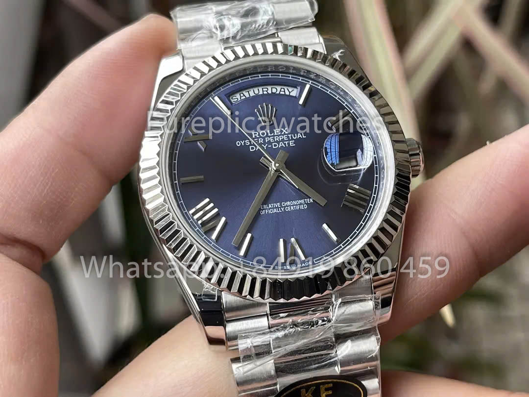 Rolex White Gold Day Date 40 228239-007 Fluted Bezel 1:1 Best Clone KF Fabbrica 215 Gram