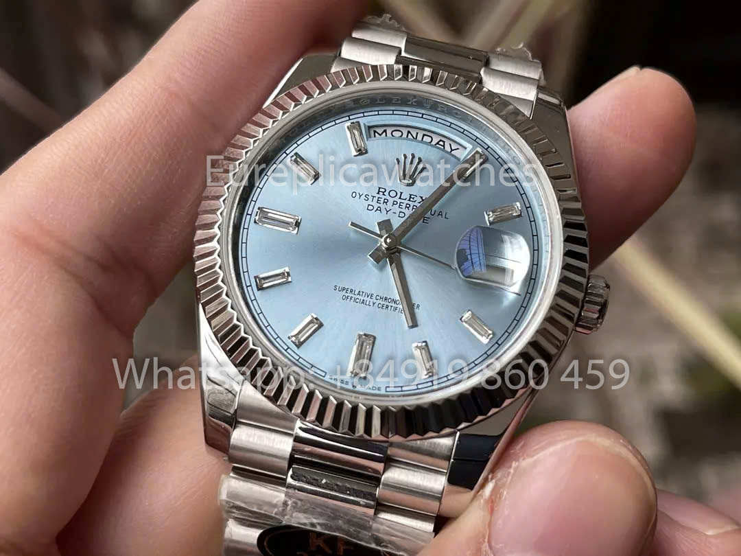 Rolex White Gold Day Date 40 228236-0006 Fluted Bezel 1:1 Best Clone KF Fabbrica 215 Gram