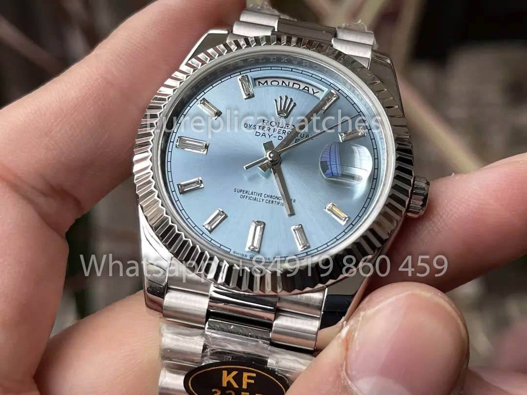Rolex White Gold Day Date 40 228236-0006 Fluted Bezel 1:1 Best Clone KF Fabbrica 215 Gram