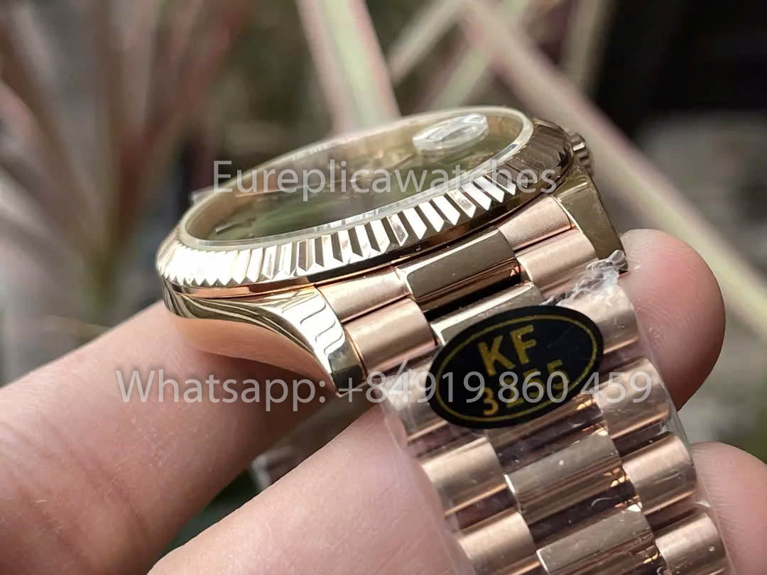 Rolex Everose Gold Day Date 40 228235-0025 Green Dial 1:1 Best Clone KF Fabbrica 215 Gram