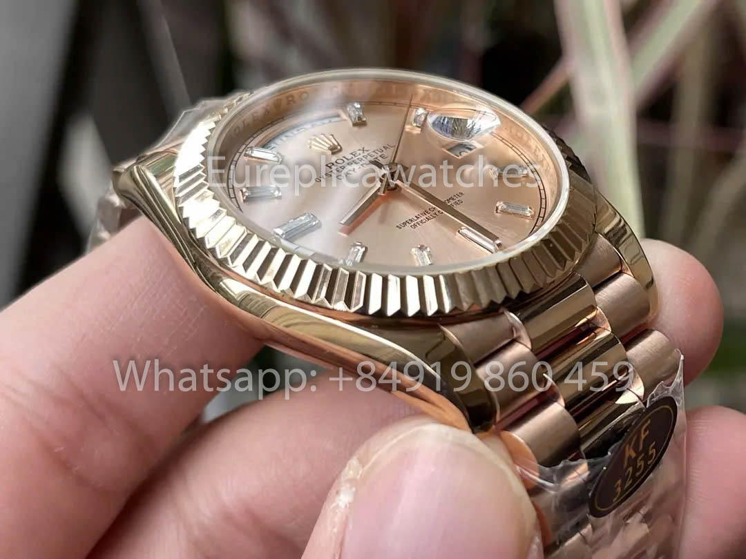 Rolex Everose Gold Day Date 40 228235 mostrador sundust 1:1 Melhor Clone KF Fabbrica 215 gramas