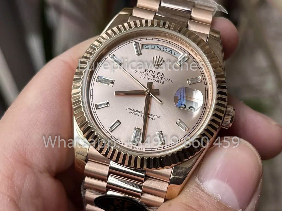 Rolex Everose Gold Day Date 40 228235 mostrador sundust 1:1 Melhor Clone KF Fabbrica 215 gramas