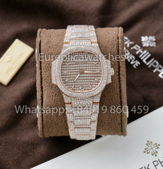 Patek Philippe Nautilus 7118 Full Iced Out - Mejor clon 1:1 de moissanita cuadrante