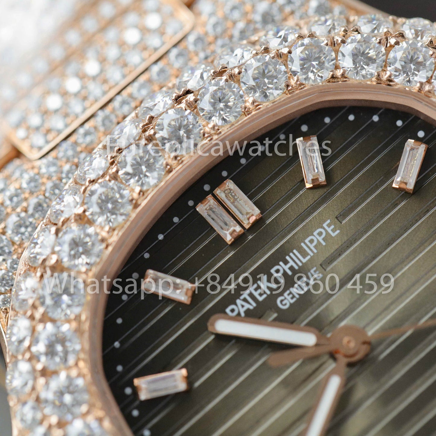 Patek Philippe Nautilus 5711 Full Iced Out - 1:1 Best Clone quadrante verde