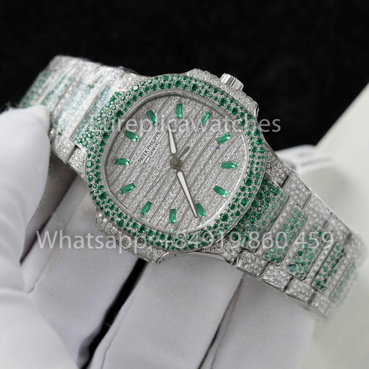 Patek Philippe Nautilus 7118 Full Iced Out - Mejor clon de zafiro rubí 1:1