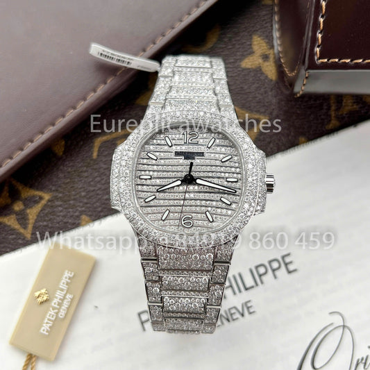 Patek Philippe Nautilus 7118/1450G-001 Full Iced Out - Reloj clon personalizado a escala 1:1