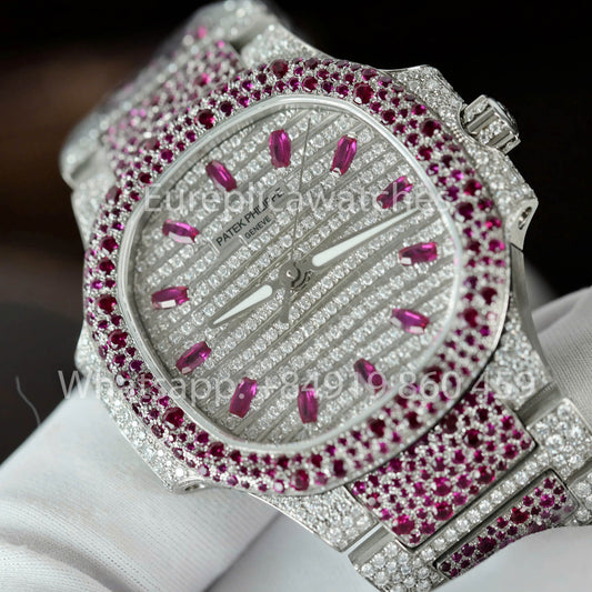 Patek Philippe Nautilus 7118 Full Iced Out - Clon 1:1 de zafiro rubí púrpura