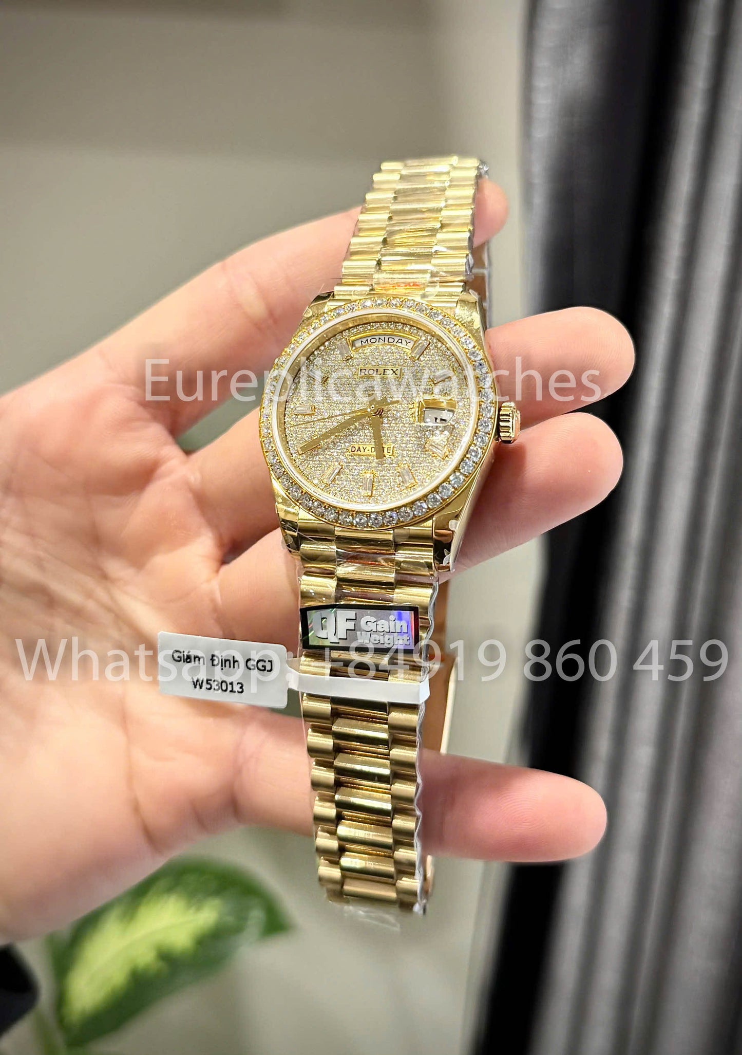 Rolex Day-Date 36 Ref: m128396tbr Gold 1:1 Best Clone QF Fabbrica Custom Watch