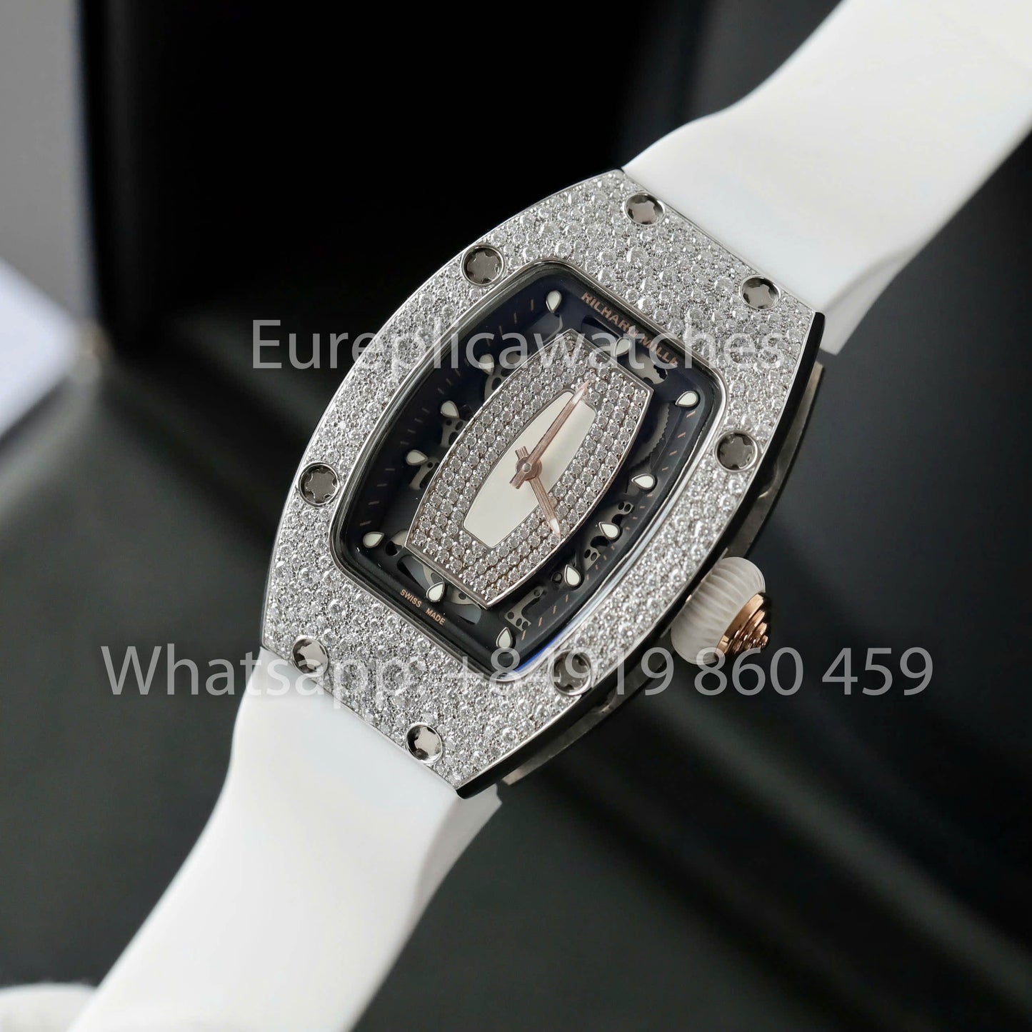 Richard Mille RM 07-01 1:1 Best Clone RM Fabbrica Custom Moissanite Stone White cinturino