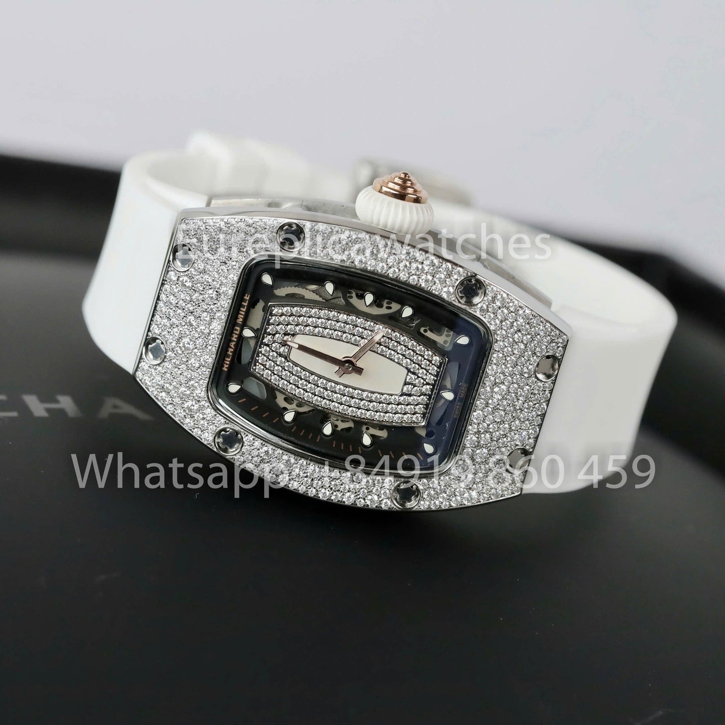 Richard Mille RM 07-01 1:1 Best Clone RM Fabbrica Custom Moissanite Stone White cinturino