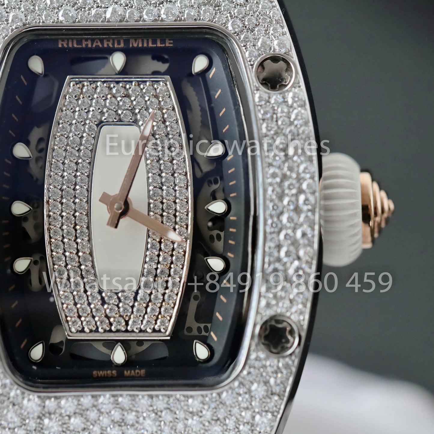 Richard Mille RM 07-01 1:1 Best Clone RM Fabbrica Custom Moissanite Stone White cinturino