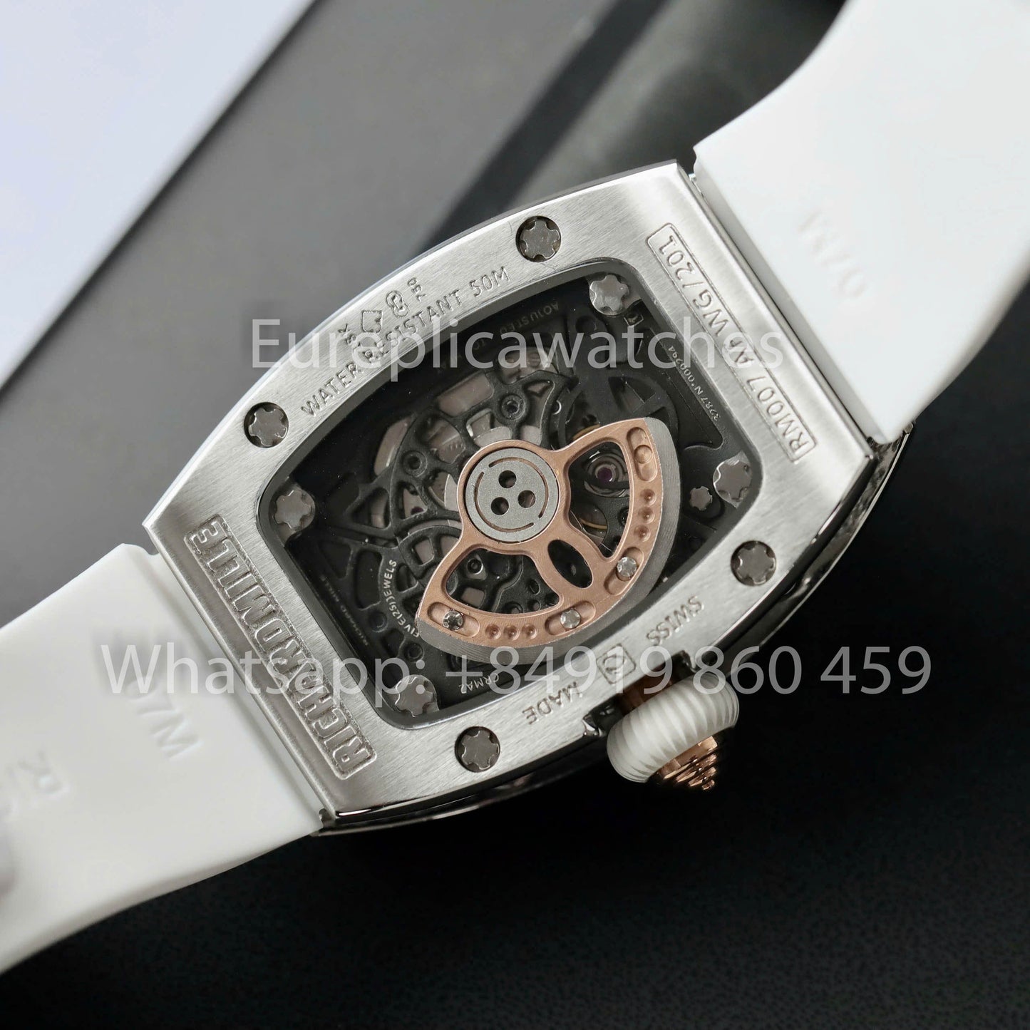 Richard Mille RM 07-01 1:1 Best Clone RM Fabbrica Custom Moissanite Stone White cinturino
