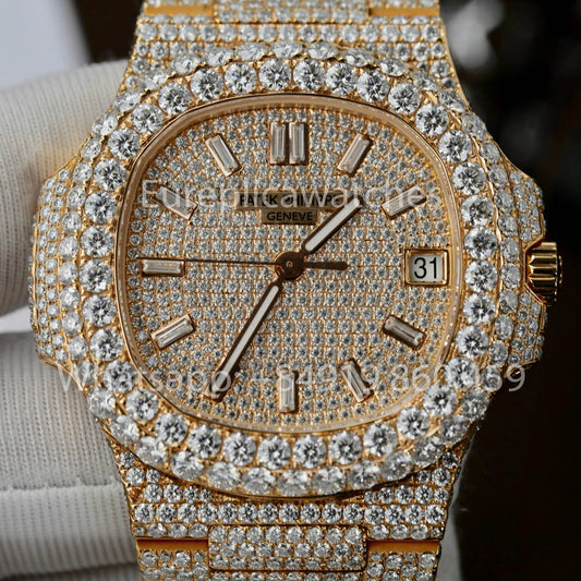 Patek Philippe Nautilus 5711 Full Iced Out - 1:1 Melhor Clone Moissanite Quadrante