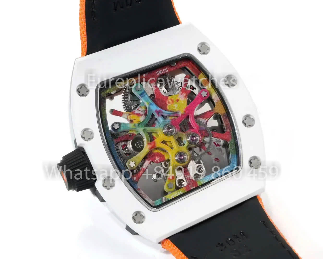 RICHARD MILLE RM 68-01 Tourbillon Cyril Kongo Watch 1:1 Best Clone RM Fabbrica White Case Velcro Orange cinturino