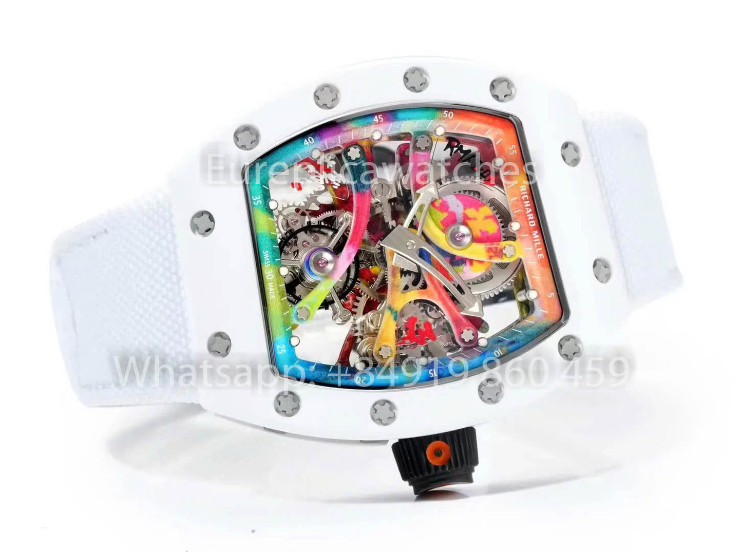 RICHARD MILLE RM 68-01 Tourbillon Cyril Kongo Watch 1:1 Best Clone RM Fabbrica White Case Velcro cinturino