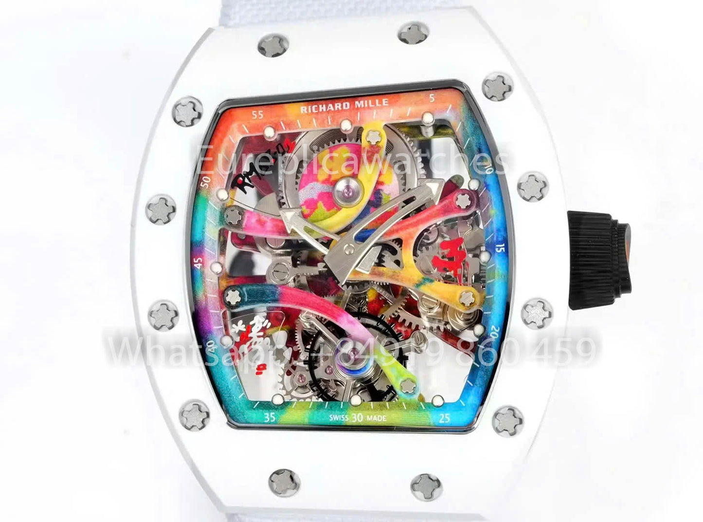 RICHARD MILLE RM 68-01 Tourbillon Cyril Kongo Watch 1:1 Best Clone RM Fabbrica White Case Velcro cinturino