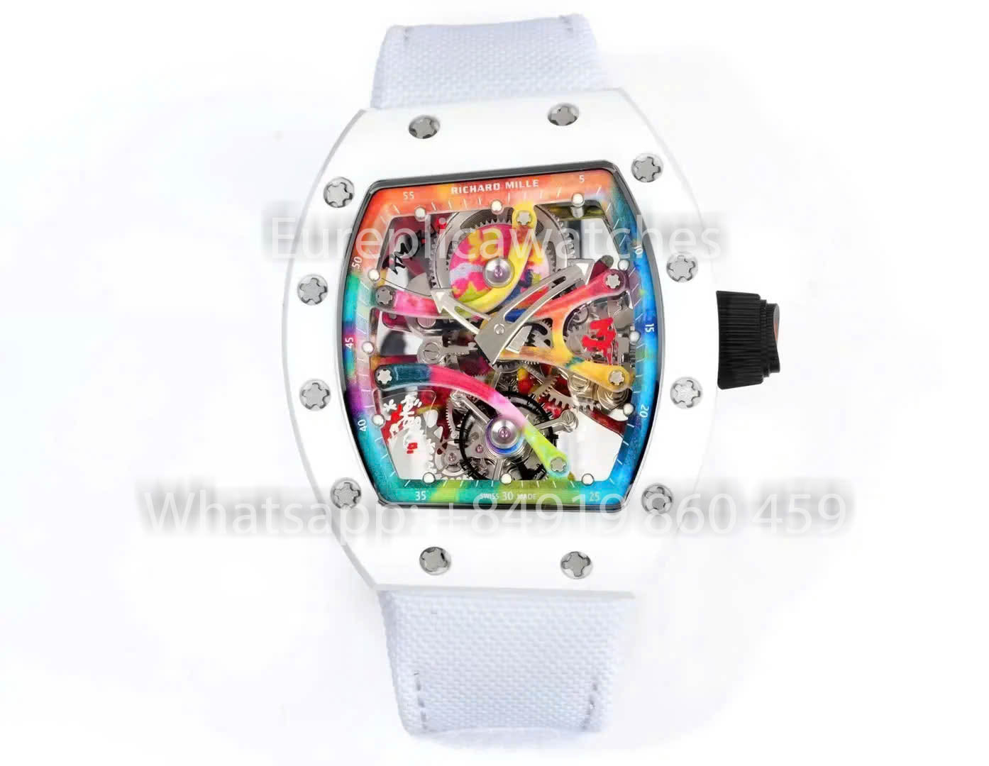 RICHARD MILLE RM 68-01 Tourbillon Cyril Kongo Watch 1:1 Best Clone RM Fabbrica White Case Velcro cinturino