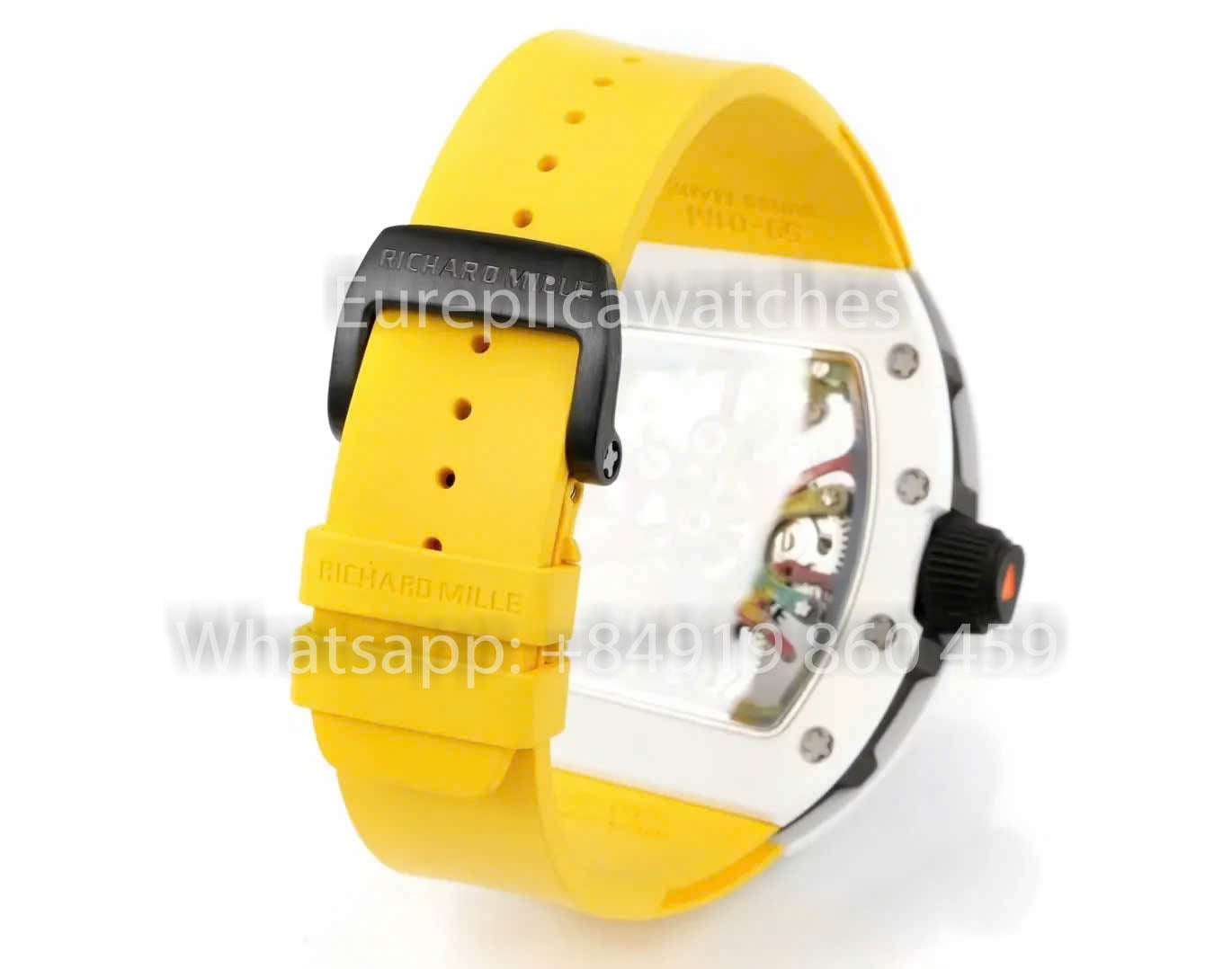 RICHARD MILLE RM 68-01 Tourbillon Cyril Kongo Watch 1:1 Best Clone RM Fabbrica White Case Rubber Yellow cinturino